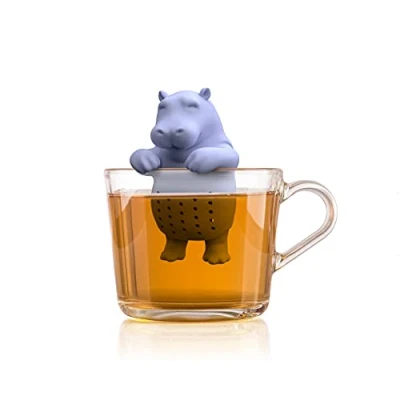 Image de Winkee Passoire à thé hippopotame mignon Infuseur amusant pour tasse épices en silicone Figurine de boule forme d&#039;animal