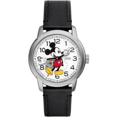 Image de Fossil Mickey Mouse Watch for Unisex, Automatic Movement with Stainless Steel Or Leather StrapBlanc cassé