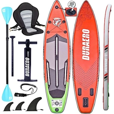 Image de Stand Up Paddle Gonfiabile, Premium Surfboard avec siège de Kayak, Support caméra, Double pagaie et Ensemble Complet d&#039;accessoires, 330x76x15cm, jusqu&#039;à 150kg, Multicolore