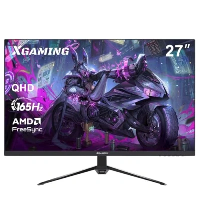 Image de XGaming Écran PC Gaming 27 Pouces, QHD 2560x1440,Moniteur 165Hz,99% sRGB,Affichage VA, HDR, FreeSync, Faible Lumière Bleue, VESA,HDMI DisplayPort,Noir