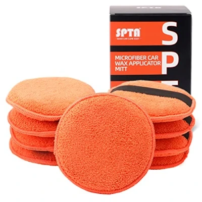Image de Éponge à polir la Main en Microfibre, SPTA 9 Pcs Microfibre Applicateur de 125mm, Polissage Voiture Tampon d&#039;application pour Cires, Vernis, Nettoyant Peinture, Cirage