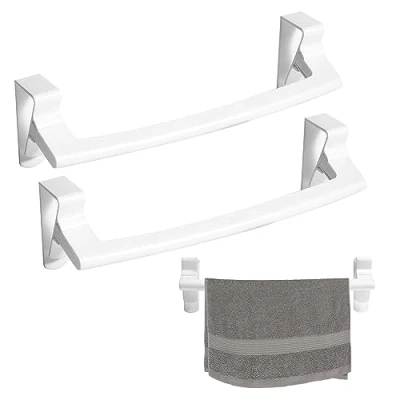 Image de Porte Serviette Accroche Torchon pour sans Percer, Torchons Serviettes de Salle Bain Cuisine Perçage Bain, 2 Pièces