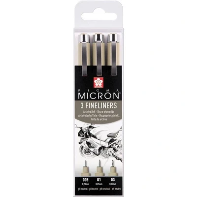 Image de Pigma Micron XSDK3FD Lot de 3 Stylos dessin Noir