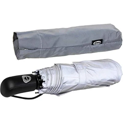 Image de iX brella First Class Edition Parapluie de poche élégant Ouverture automatique Grande stabilité Résistant aux tempêtes., Réfléchissant (Gris) .