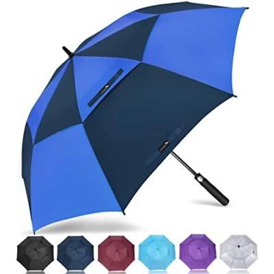 Image de ZOMAKE Grand Parapluie De Golf XL Parapluies Grande Taille 2 3 Personnes Anti Tempete Extra Large Automatique Umbrella Double Canopée Homme Femme(Bleu foncé/Bleu marine)