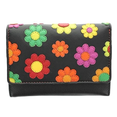 Image de VISCONTI Daisy Collection Paris Porte Monnaie en Cuir pour Femmes avec Rabat RFID Blocage DS81 Noir