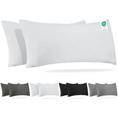 Image de BARBONS Taies d&#039;oreiller 40x90 Coton (Lot de 2) Housses Coussins, Confort Luxueux avec Certifiée Oeko Tex, Idéal pour Une Mise à Niveau Élégante la Chambre Coucher (40x90 Blanc)