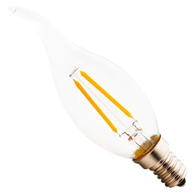 Image de ampoule bougie LED 2 W E14, filament remplace une à incandescence de 15 W, blanc chaud 2700 K, économie d&#039;énergie, Retrofit Classic, verre, angle d&#039;éclairage 360