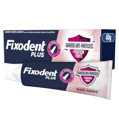 Image de Fixodent Plus Barrière Anti Particules Crème Adhésive pour prothèses Totales &amp; Partielles 40ml