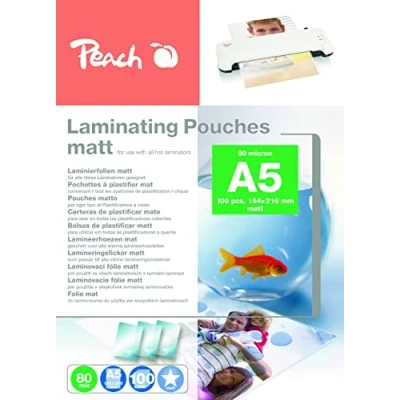 Image de Peach S PP580 30 pochettes de plastification A5 80 microns 100 mates inscriptibles pour meilleurs résultats