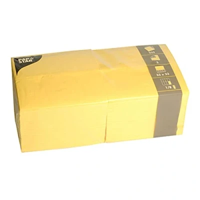 Image de PAPSTAR 84580 Lot de 250 Serviettes en Papier 3 Couches Pliage 1/8 33 x cm Jaune