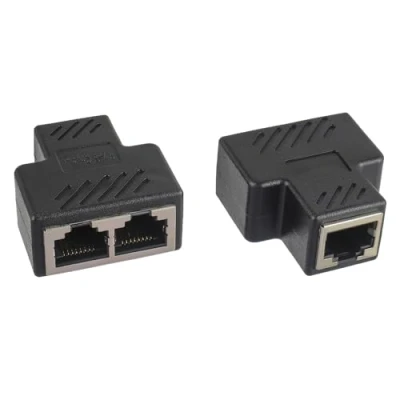 Image de HUAREW Doubleur RJ45, RJ45 Splitter Adaptateur 1 à 2 Ethernet Double Socket pour Câble Cat5 Cat5e Cat6 Cat7(Paquet de 2)