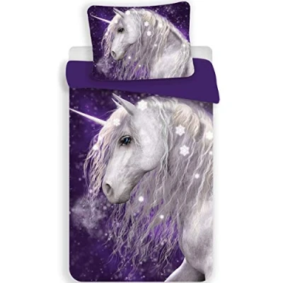 Image de Licorne Purple Parure de lit Housse Couette Coton 140 x 200 cm