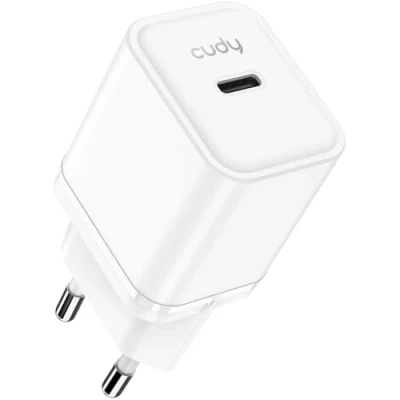 Image de Cudy Chargeur USB C 20W Plug Rapide et QC/PD 3.0 GAN Tech Mural Type pour iPhone, iPad, Samsung, Xiaomi, Sony, CH20