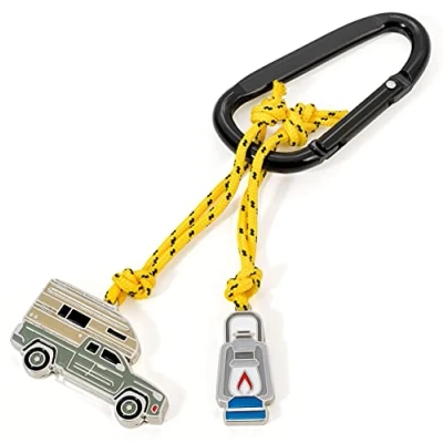 Image de TROIKA Porte clés en métal avec pendentif de caravane camping KR21 06/BK Multicolore pratique, multicolore, handlich,