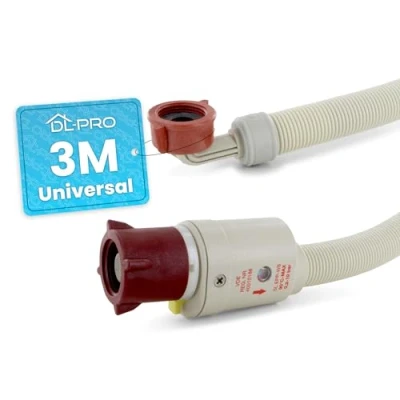 Image de DL pro Aquastop tuyau d&#039;alimentation universel de 3 m, jusqu&#039;à 90 C, d&#039;arrivée d&#039;eau droit/coudé pour machine à laver, lave vaisselle