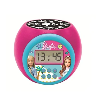 Image de Lexibook Réveil projecteur Barbie avec Fonction Alarme et répétition Snooze, veilleuse minuterie, écran LCD, à Piles, Rose, RL977BB