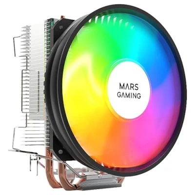 Image de Mars Gaming MCPUARGB, Dissipateur CPU RGB, 2 Heatpipes HCT, TDP 130W, Ventilateur PWM Silencieux, Noir