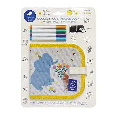 Image de Jaq Bird 1108077 Livre de coloriage à craie effaçable avec 4 stylos Wishy Washy pour enfants partir 3 ans, planche dessin réutilisable la maison et les déplacements