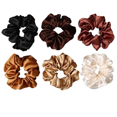 Image de nuoshen 6 pcs Chouchous Élastiques à Cheveux en Satin Ties Cordes Chouchou Scrunchie Colorés pour Filles Femmes