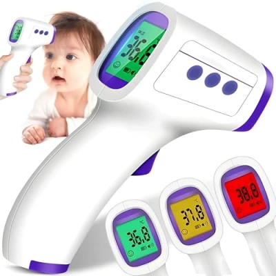 Image de Retoo thermomètre clinique infrarouge numérique sans contact avec écran LCD, frontal pour bébés et enfants, alarme de fièvre tricolore, contre la fièvre, appareil