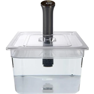 Image de SousVideTools Récipient Transparent en Polycarbonate avec Couvercle Découpé sur Mesure pour Cuiseur sous Vide Anova Nano sans Bpa, Antiadhésif, Passe au Lave Vaisselle 20 l