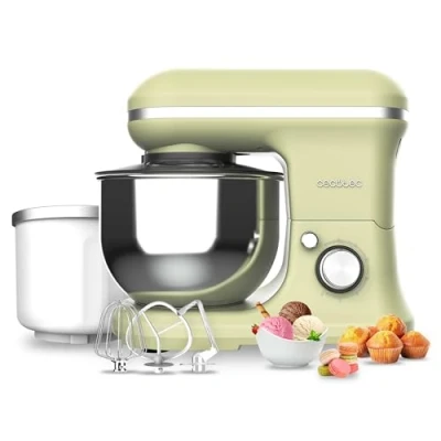 Image de Cecotec Batteur Mélangeur Cecomixer Merengue 5L 1200 Ice Cream Vert. W, Bol en Acier Inoxydable de 5 L et Accessoires pour Battre Pétrir, Comprend une Fonction Faire la Glace
