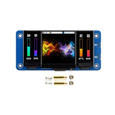 Image de Triple LCD Hat pour Raspberry Pi Zero/Zero W/Zero WH/2B/3B/3B+/4B, Intégré Écran Principal IPS de 1.3 Pouce et Deux Écrans Secondaires 0.96 Pouces, Communication SPI