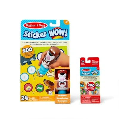 Image de Melissa &amp; Doug Sticker WOW Lot d’Autocollants Chien : Bloc d&#039;activités de 24 Pages, estampeuse à Autocollants, 500 Art et Bricolage, Jouet Manipuler, Personnage Collectionner