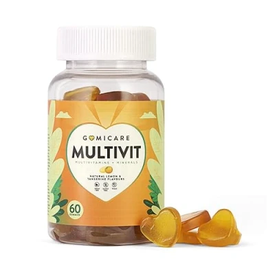 Image de Gomicare Gummies Multivitamines 14 Vitamines et Minéraux Bonbons contenant Vitamine D, C, B12, E, B6, A, Zinc, Acide folique 60 Sans Sucre Vegan Gluten Ni Lactose