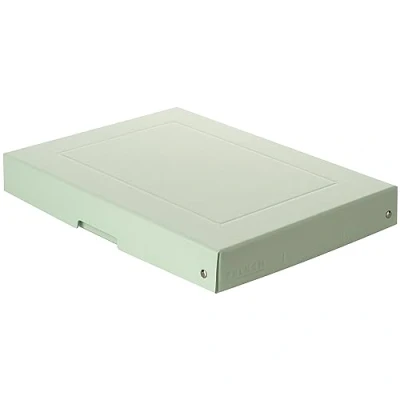 Image de Falken Ref. 22001904000F PureBox Pastel 1 boîte de rangement avec couvercle emballage cadeau sans plastique format A4 hauteur 40 mm poignée découpée entourée d&#039;un ruban vert