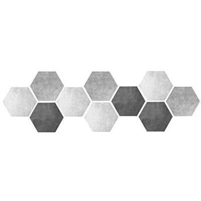 Image de 10 Pcs Étanche Antidérapant Hexagonal Auto Adhésif Gris Blanc À La Mode et Conceptuel Modèles Carrelage En Céramique Mur Autocollants De Plancher Décor Maison