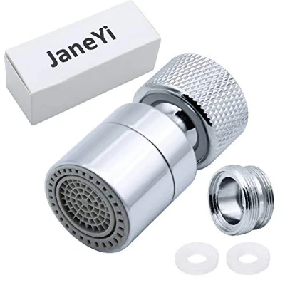 Image de JaneYi 360 Pivotant Aérateur de Robinet Laiton 2 Modes Réglable Cuisine Filtre Barboteur avec Adaptateur Buse pour Robinets à Filetage Externe M22 ou Fil Interne M24