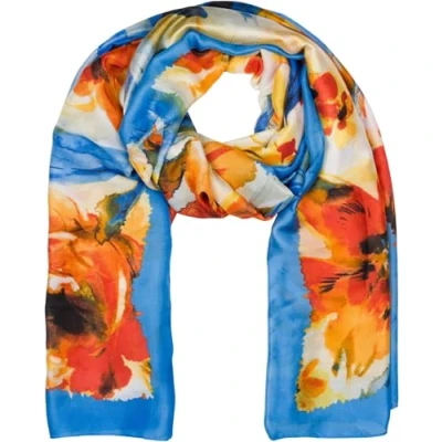 Image de styleBREAKER Écharpe pour femmes avec motif de fleurs colorées dans un style aquarelle, foulard léger et soyeux 01016238, couleur:Bleu