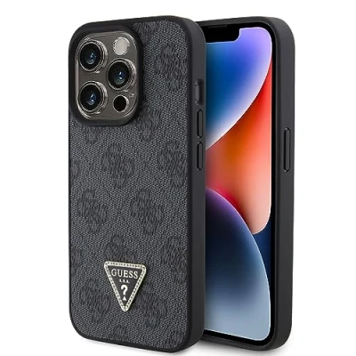 Image de CG MOBILE Guess GUHCP15XP4TDPK Étui pour iPhone 15 Pro Max 6,7&quot; Noir Rigide en Cuir 4G Diamond Triangle