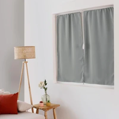 Image de ED ENJOY HOME Rideau Vitrage Occultant, Passe Tringle, Gris, 60x120cm, 100% Polyester, Tissu Certifié Oeko TEX, Collection Réglisse
