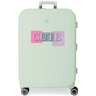 Image de Valise Enso Cute Girl Medium Vert 48x70x28 cms ABS rigide Fermeture TSA intégrée 79L 4.32 kgs 4 Roues doubles