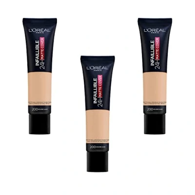 Image de L&#039;Oréal Paris Infaillible 32H Matte Cover Fond de teint, Femme, Taille: 30 ml, 200 sable dore/golden sand