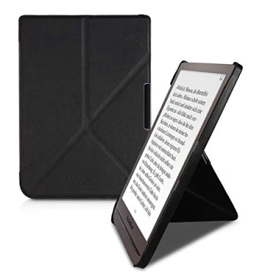 Image de kwmobile Étui Compatible avec Pocketbook InkPad 3/3 Pro/Color/Vivlio 3 Coque à Rabat magnétique Tablette eReader Similicuir Noir