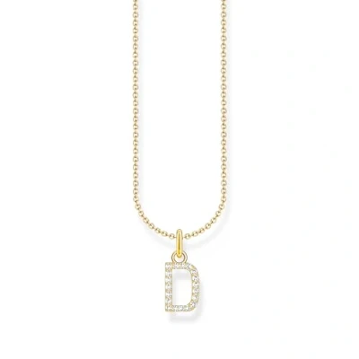 Image de THOMAS SABO Collier lettre D, argent doré avec zirconium, KE2243 414 14