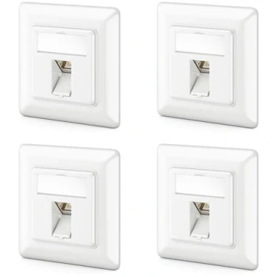 Image de deleyCON 4x CAT6a Jeu de Prises Réseau Keystone Encastré Prise Module Boîtier Métallique Blindé STP Données RJ45 Jack Câble