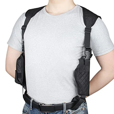 Image de LENIAR Étui D&#039;épaule De Pistolet, Holster Réglable sous Les Bras avec Porte Pistolet Et revues, Nylon Noir Taille Unique