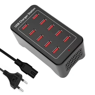 Image de Chargeur USB Multiple, 50W 10 Port Station de Charge Multi USB, Adaptateur Secteur Prise d&#039;alimentation Hub Compatible avec iPhone 12/13/14/15/Samsung S23/S22/Xiaomi/Google/Tablett