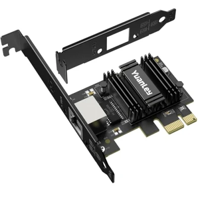 Image de Carte Réseau PCIe 2.5G, YuanLey Adaptateur Ethernet PCI Express 2,5 Gigabits avec Realtek RTL8125B, NIC 2500Mbps Contrôleur LAN RJ45 pour PC Windows/Linux/Mac OS Support Low Profile