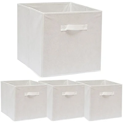 Image de DuneDesign 4 boîtes de Rangement Kallax 33x38x33 Cube en Tissu avec Poignée Panier Pliable