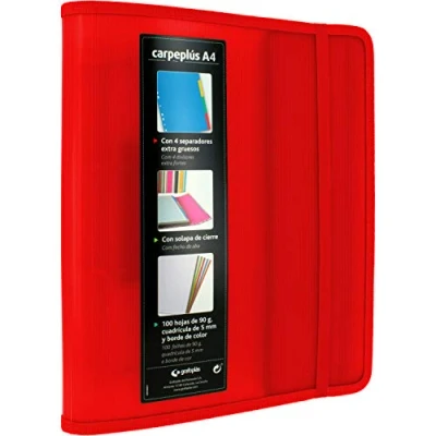 Image de Grafoplás Carpeplus 88200051 Lot de 4 anneaux en polypropylène avec rabat latéral Recharge 100 feuilles intercalaires et enveloppe transparente Multiline