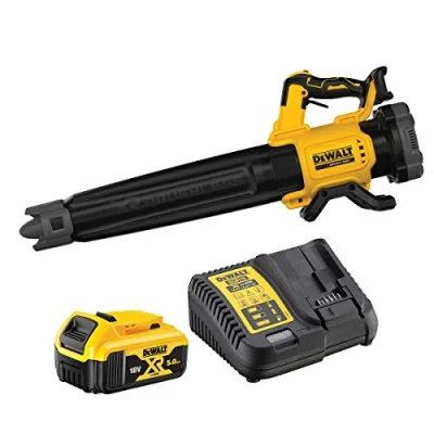 Image de DeWalt DCMBL562P1 QW XR 18V 5Ah 200 km/h 1 Souffleur Sans Fil, Buse concent. flux d&#039;air Avec batterie Jaune/Noir