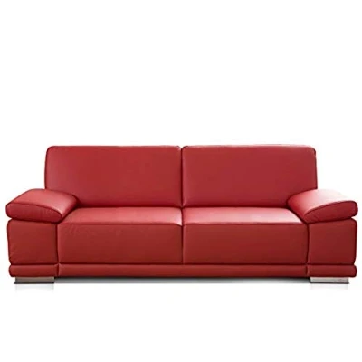 Image de CAVADORE Corianne Petit Canapé 2,5 Places en Similicuir avec Accoudoirs Réglables, Design Moderne, 191 x 80 99 cm, Rouge