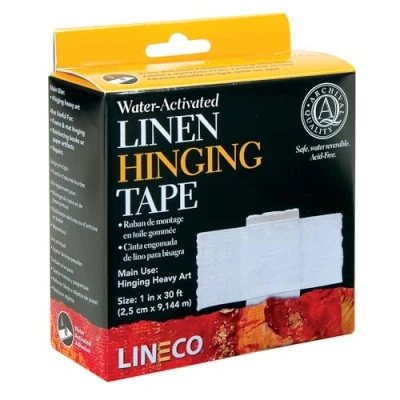 Image de Lineco 378789 Ruban adhésif à charnière en lin Blanc 2,5 cm x 9,5 m
