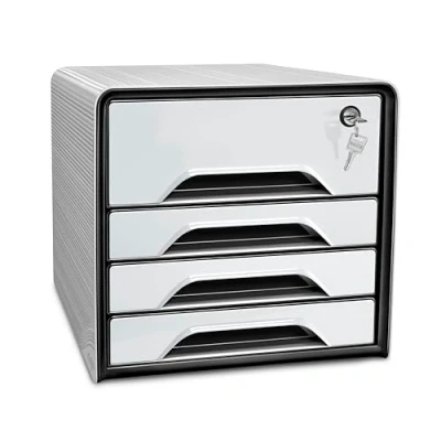 Image de CEP Bloc de classement avec serrure Module Organisateur 4 tiroirs Rangement documents Bureau Smoove Secure Blanc Noir